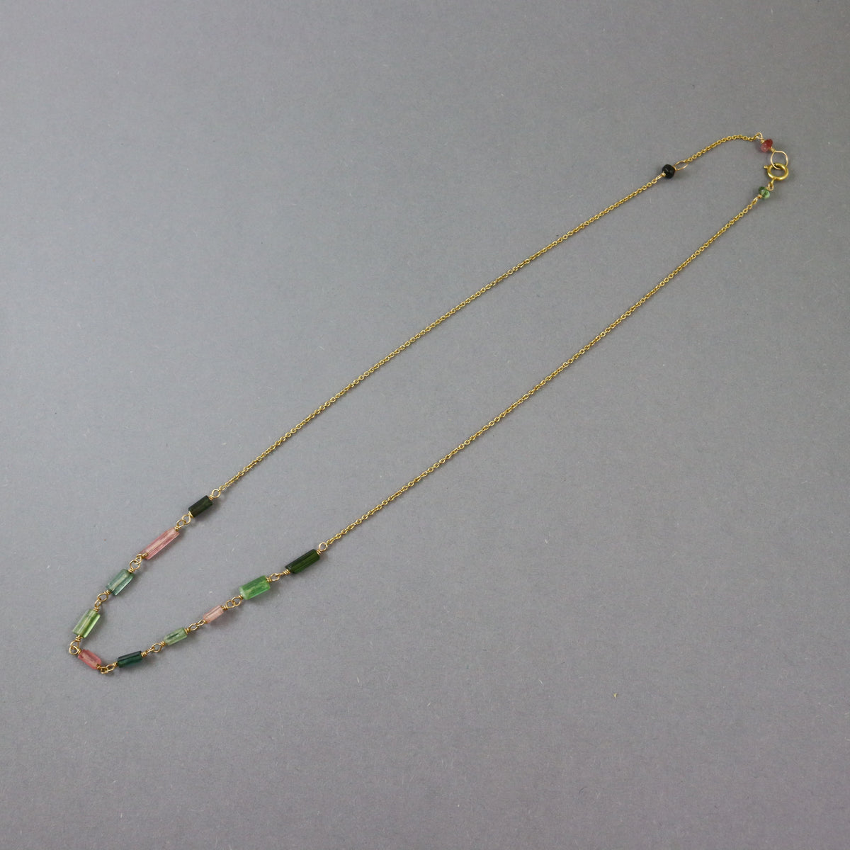 Tourmaline Tube Gold Necklace