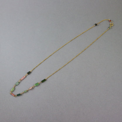 Tourmaline Tube Gold Necklace