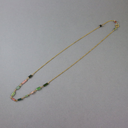Tourmaline Tube Gold Necklace