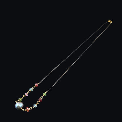 tourmaline and pearl handcrafted chain necklace