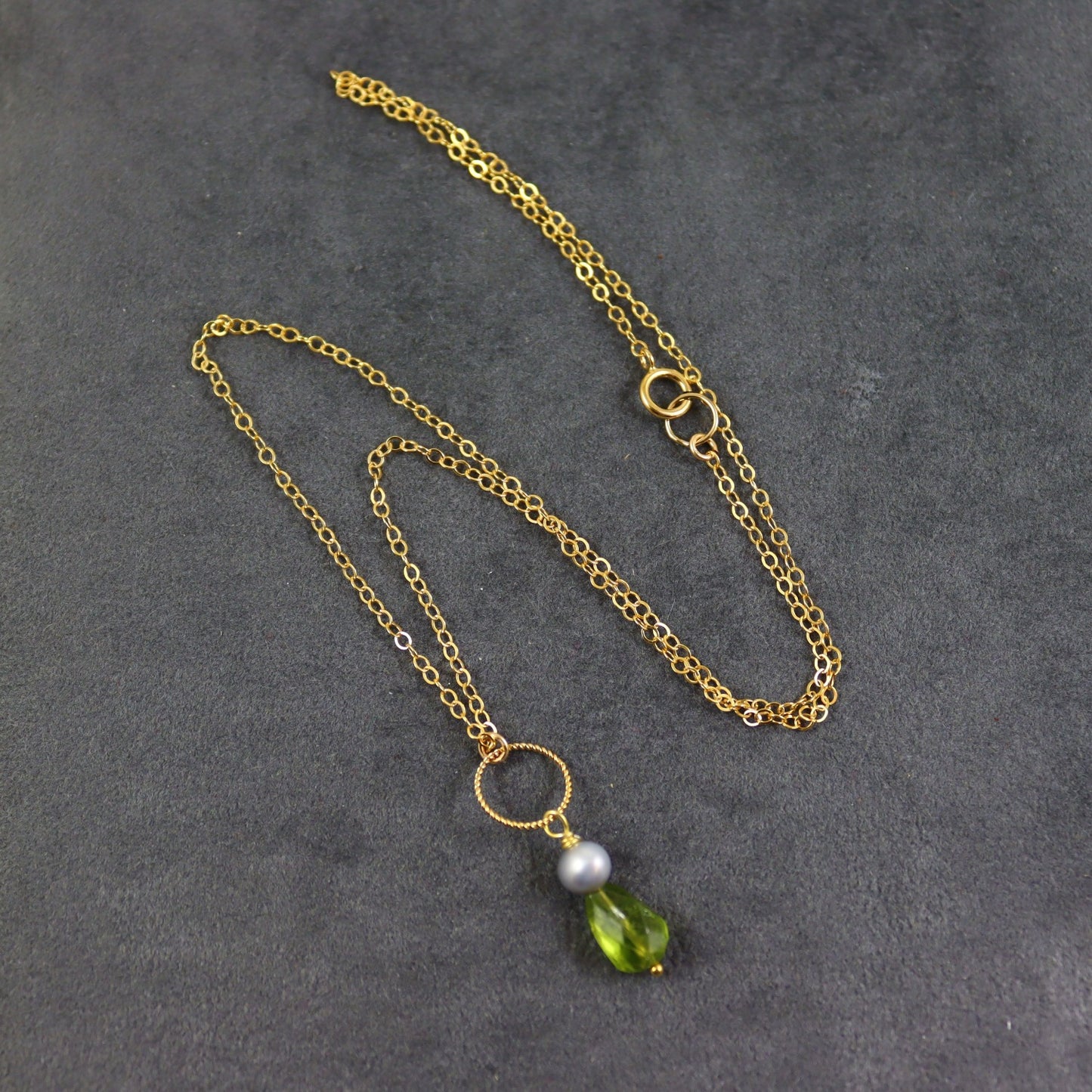Peridot and Pearl Necklace