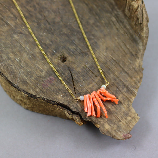 Coral 9ct Gold Necklace