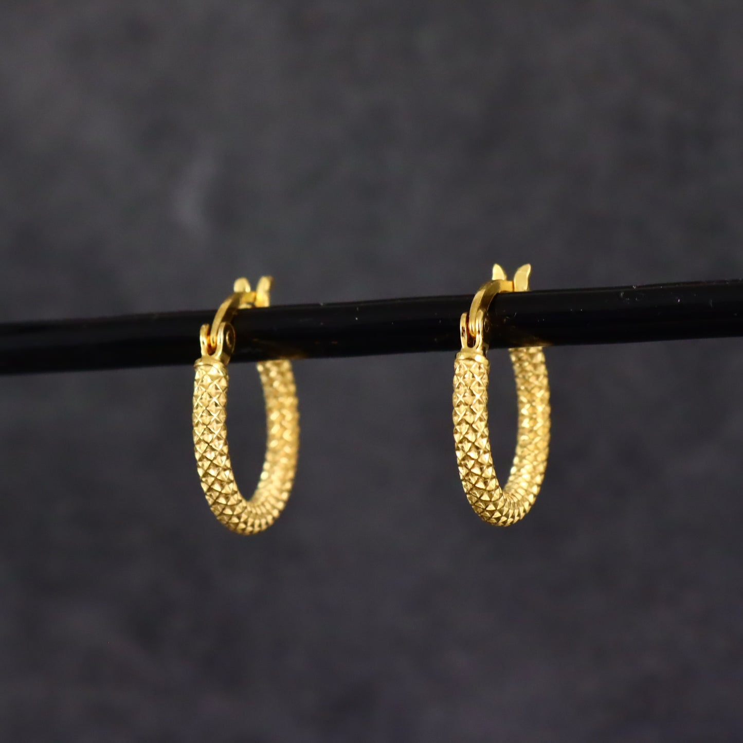 Gold Textured Hoops