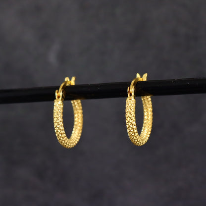 Gold Textured Hoops