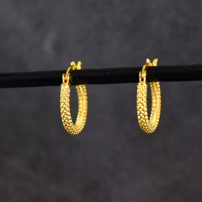 Gold Textured Hoops