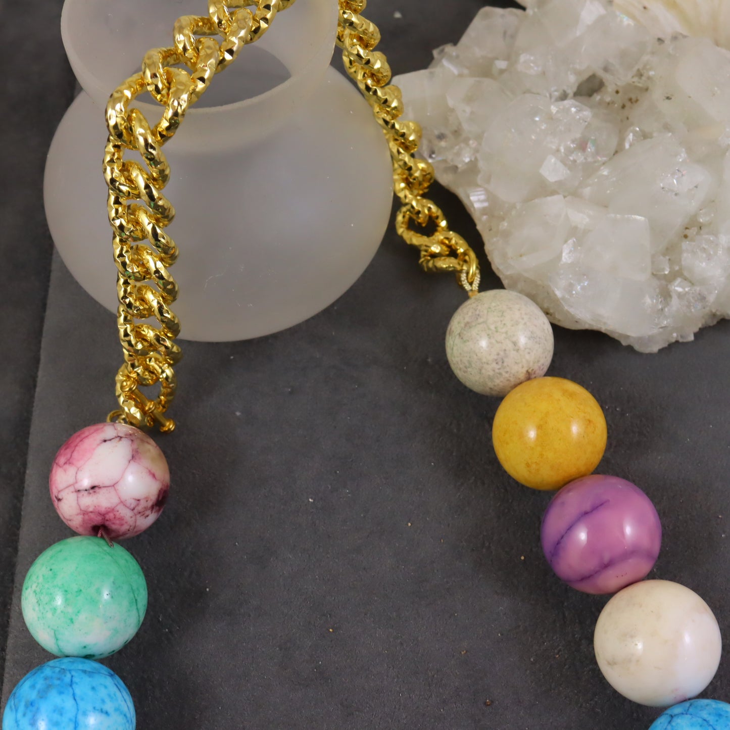 Multi Pastel gemstone necklace - OOAK - Karen Morrison Jewellery