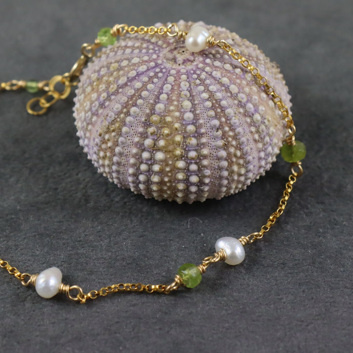 Peridot and Pearl Gold Bracelet - Karen Morrison Jewellery