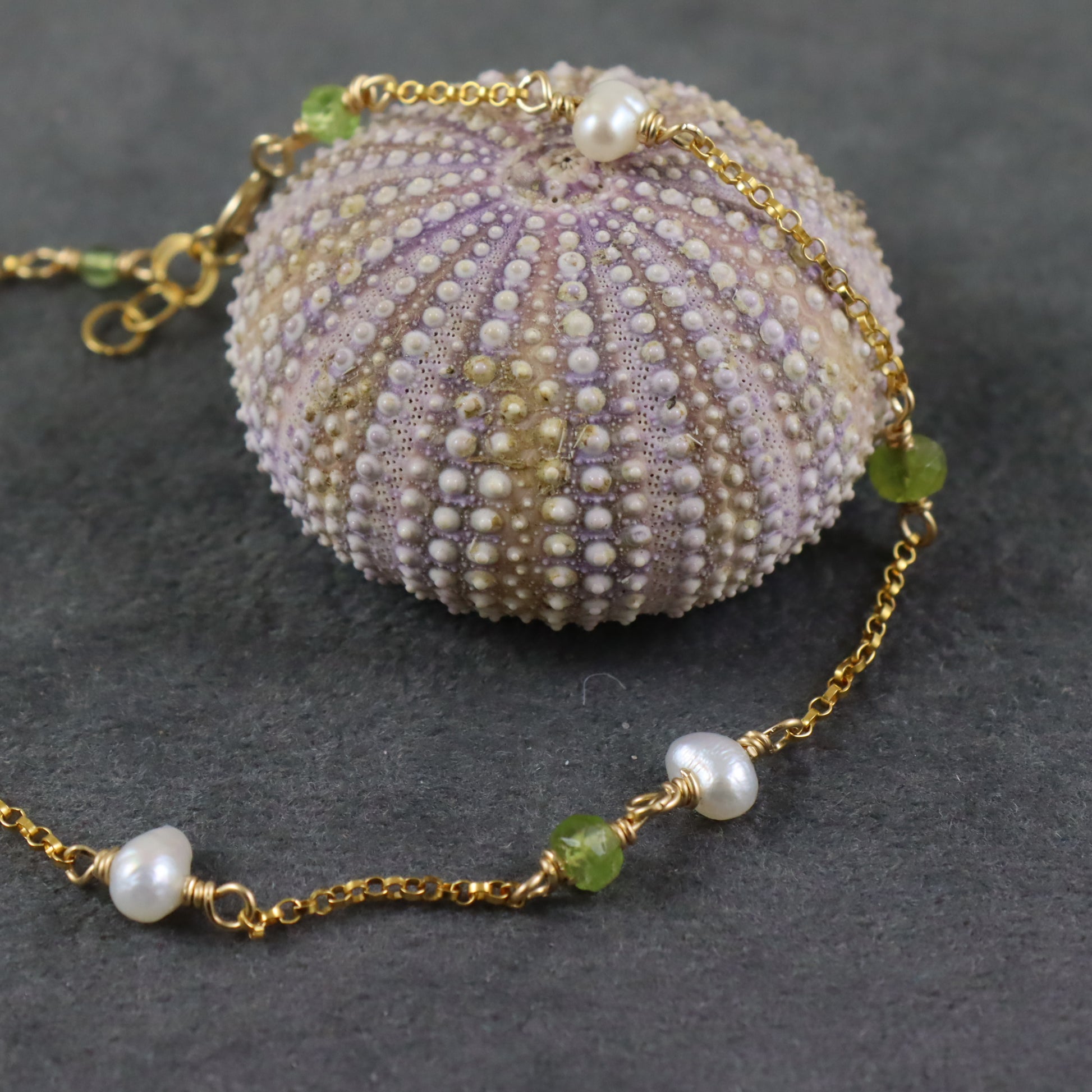 Peridot and Pearl Gold Bracelet - Karen Morrison Jewellery