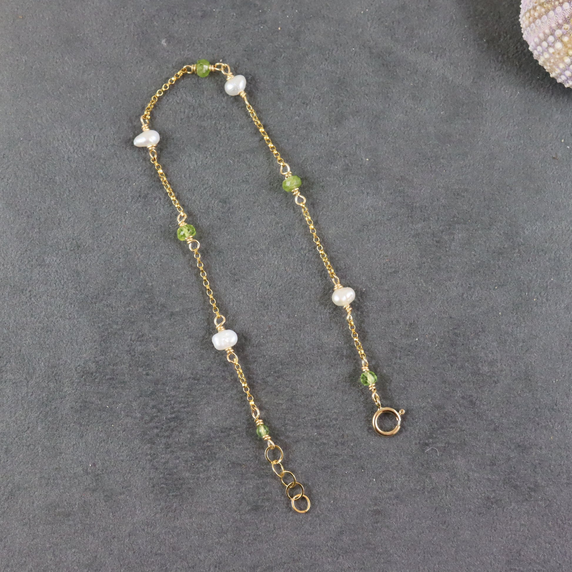 Peridot and Pearl Gold Bracelet - Karen Morrison Jewellery