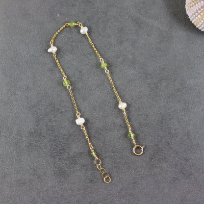 Peridot and Pearl Gold Bracelet - Karen Morrison Jewellery