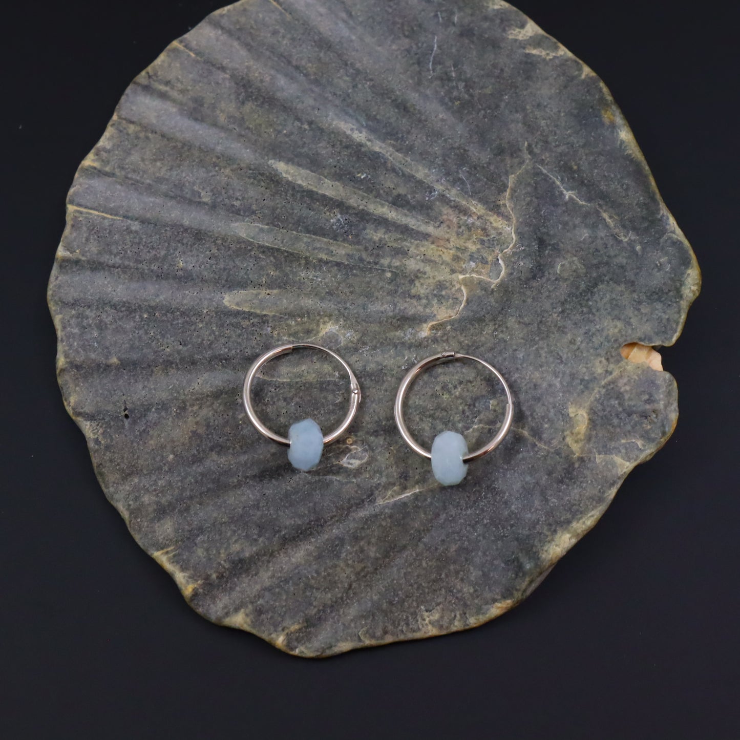 Aquamarine 9ct Gold Hoops