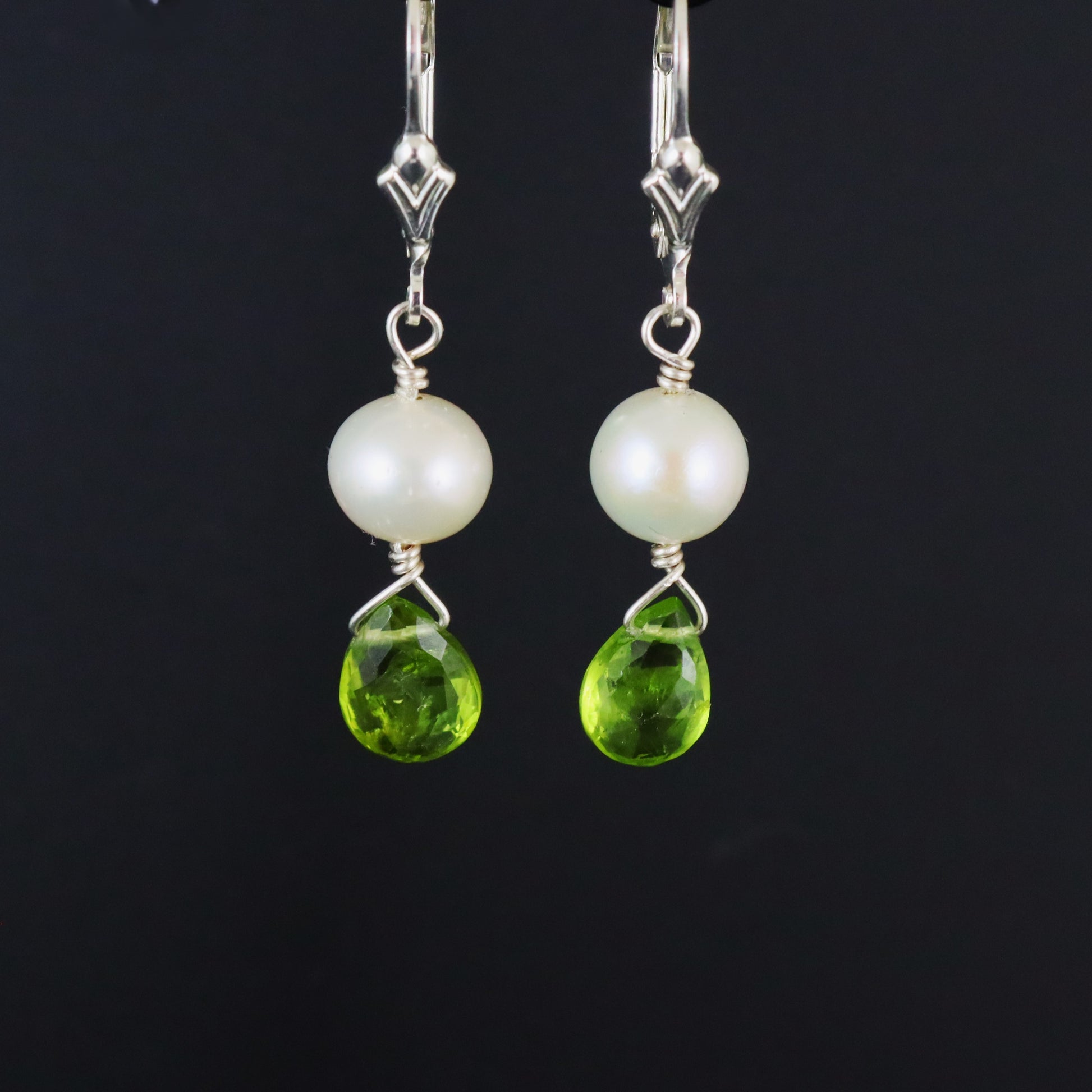 Peridot & Pearl Silver Earrings - Karen Morrison Jewellery