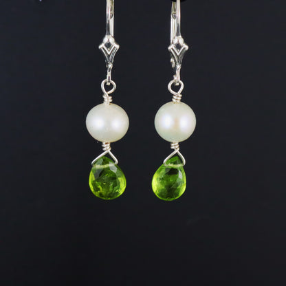 Peridot & Pearl Silver Earrings - Karen Morrison Jewellery