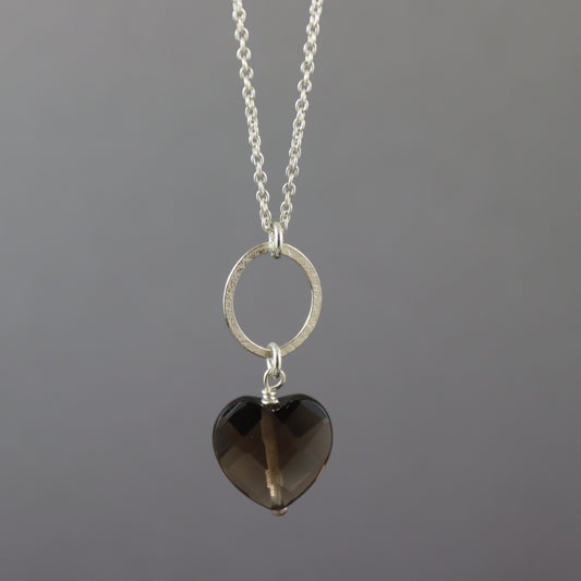Smoky Quartz Heart Necklace - Karen Morrison Jewellery