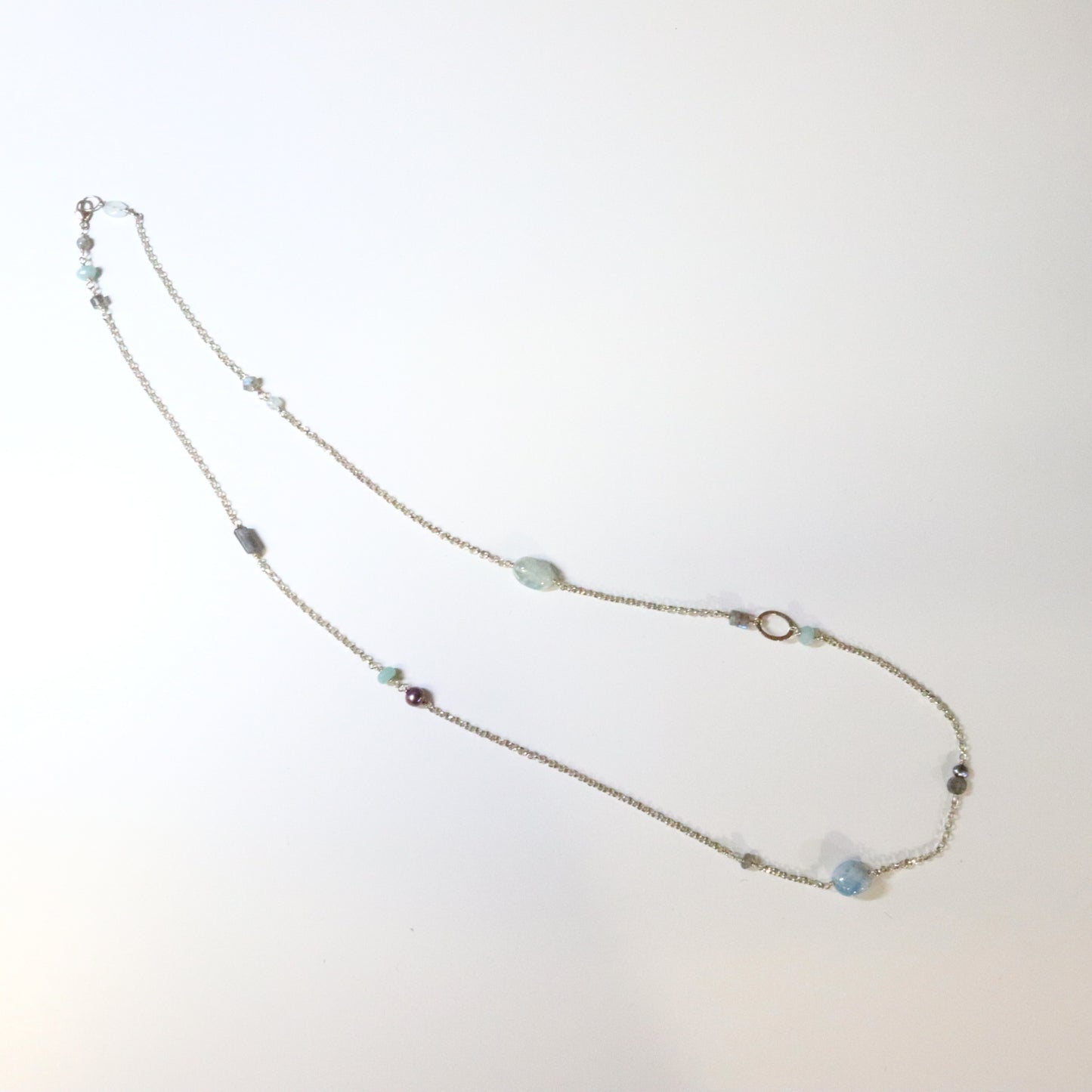 Aquamarine gemstone necklace.