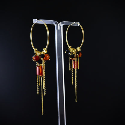 Carnelian Gemstone Cluster Hoops - Karen Morrison Jewellery
