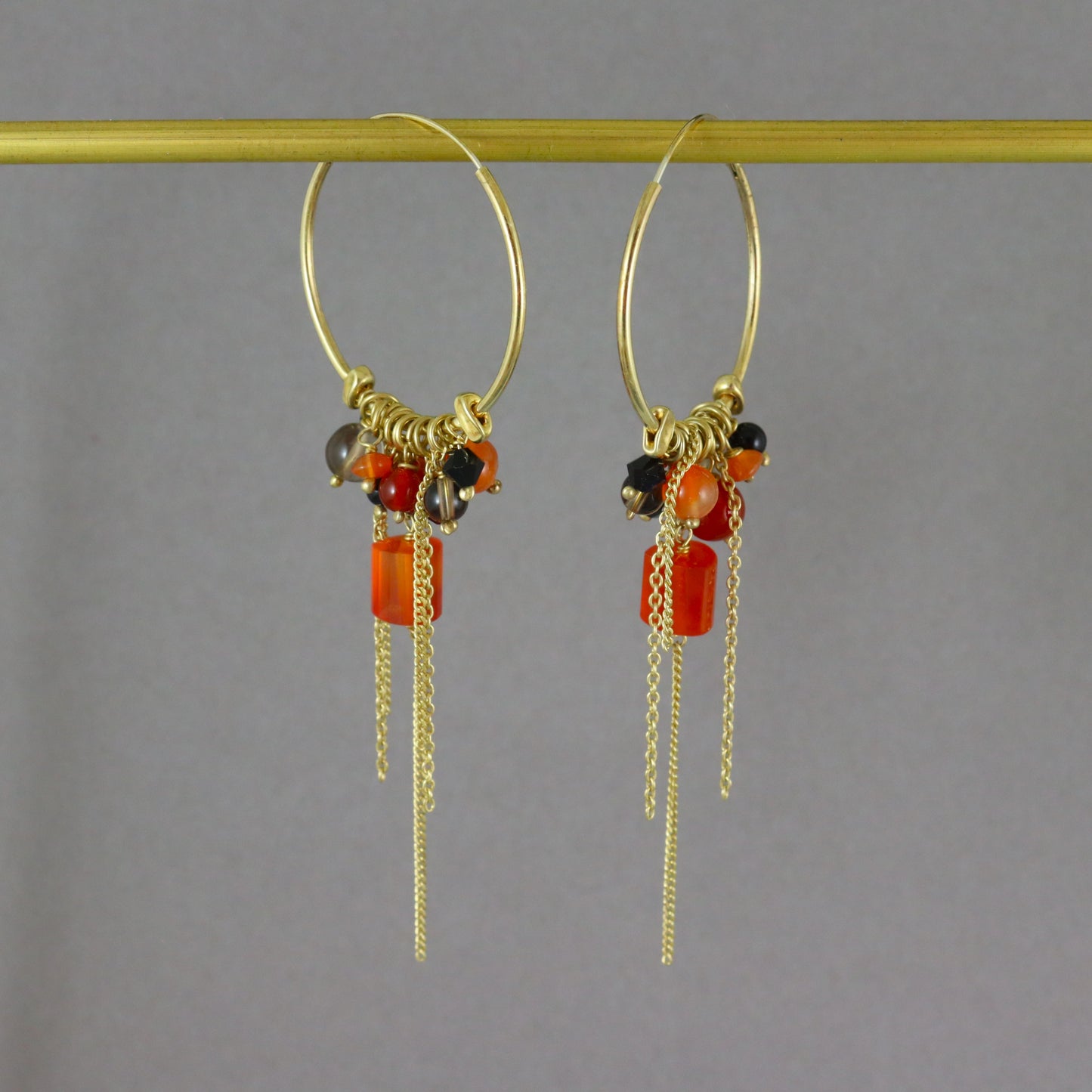 Carnelian Gemstone Cluster Hoops - Karen Morrison Jewellery