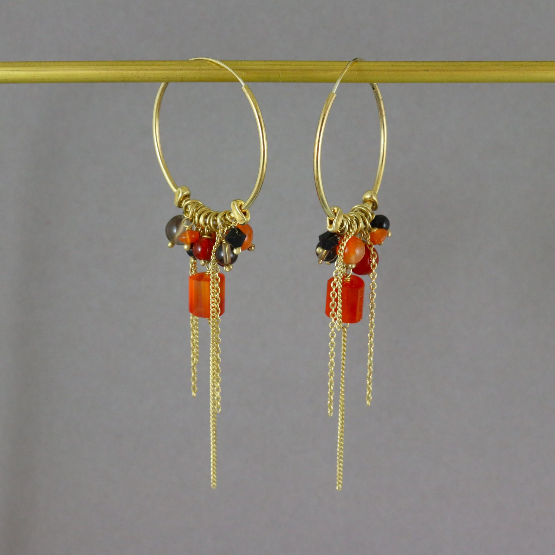 Carnelian Gemstone Cluster Hoops - Karen Morrison Jewellery