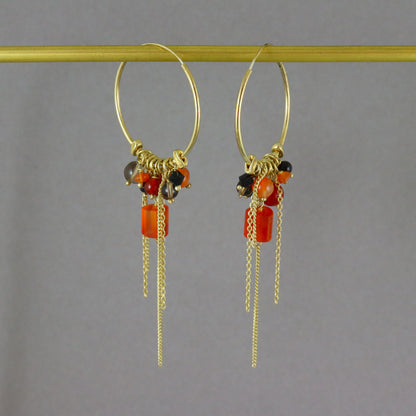 Carnelian Gemstone Cluster Hoops - Karen Morrison Jewellery