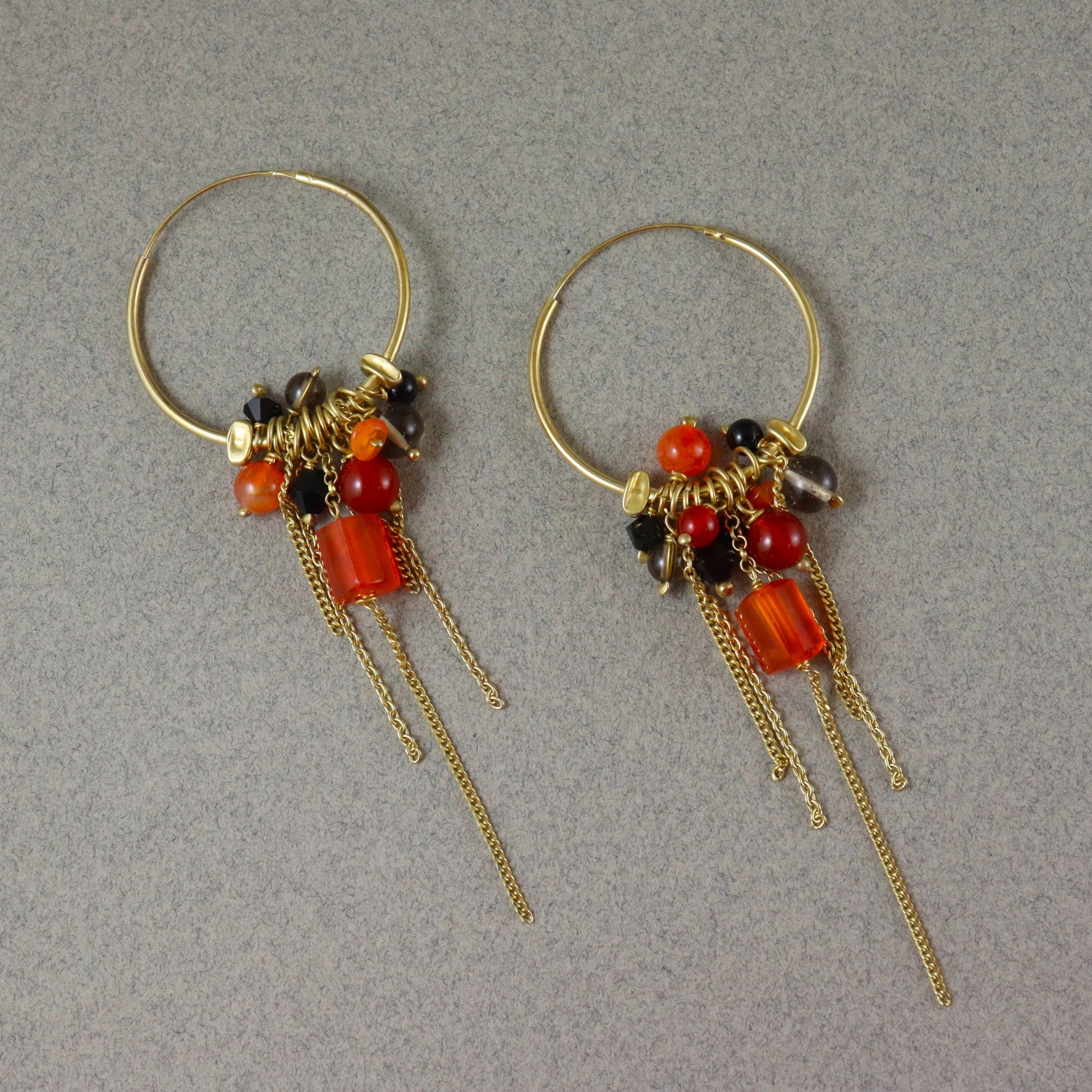Carnelian Gemstone Cluster Hoops - Karen Morrison Jewellery