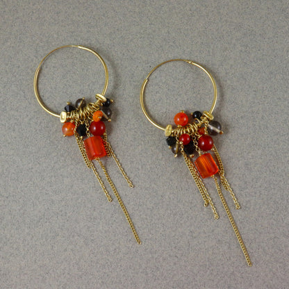 Carnelian Gemstone Cluster Hoops - Karen Morrison Jewellery