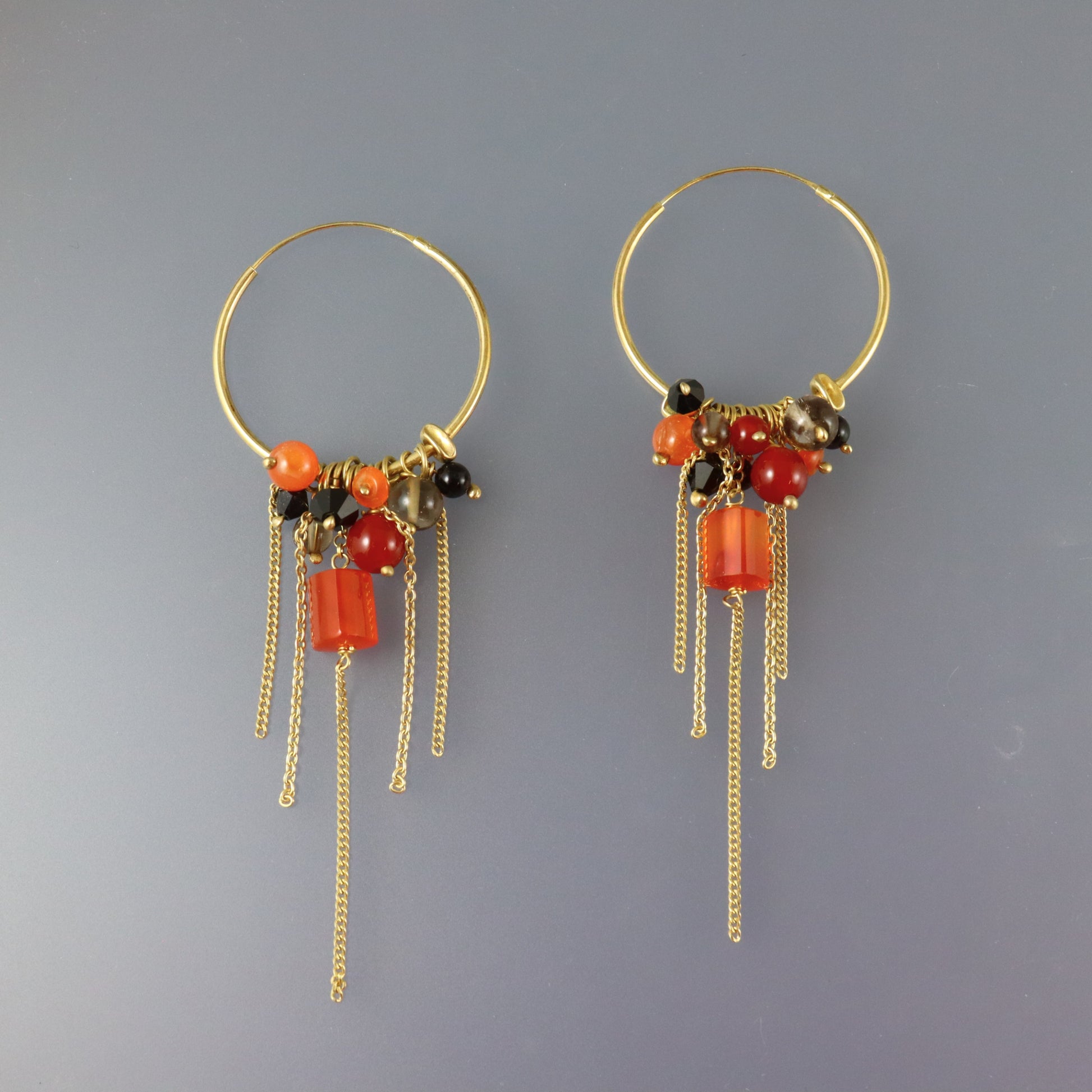 Carnelian Gemstone Cluster Hoops - Karen Morrison Jewellery