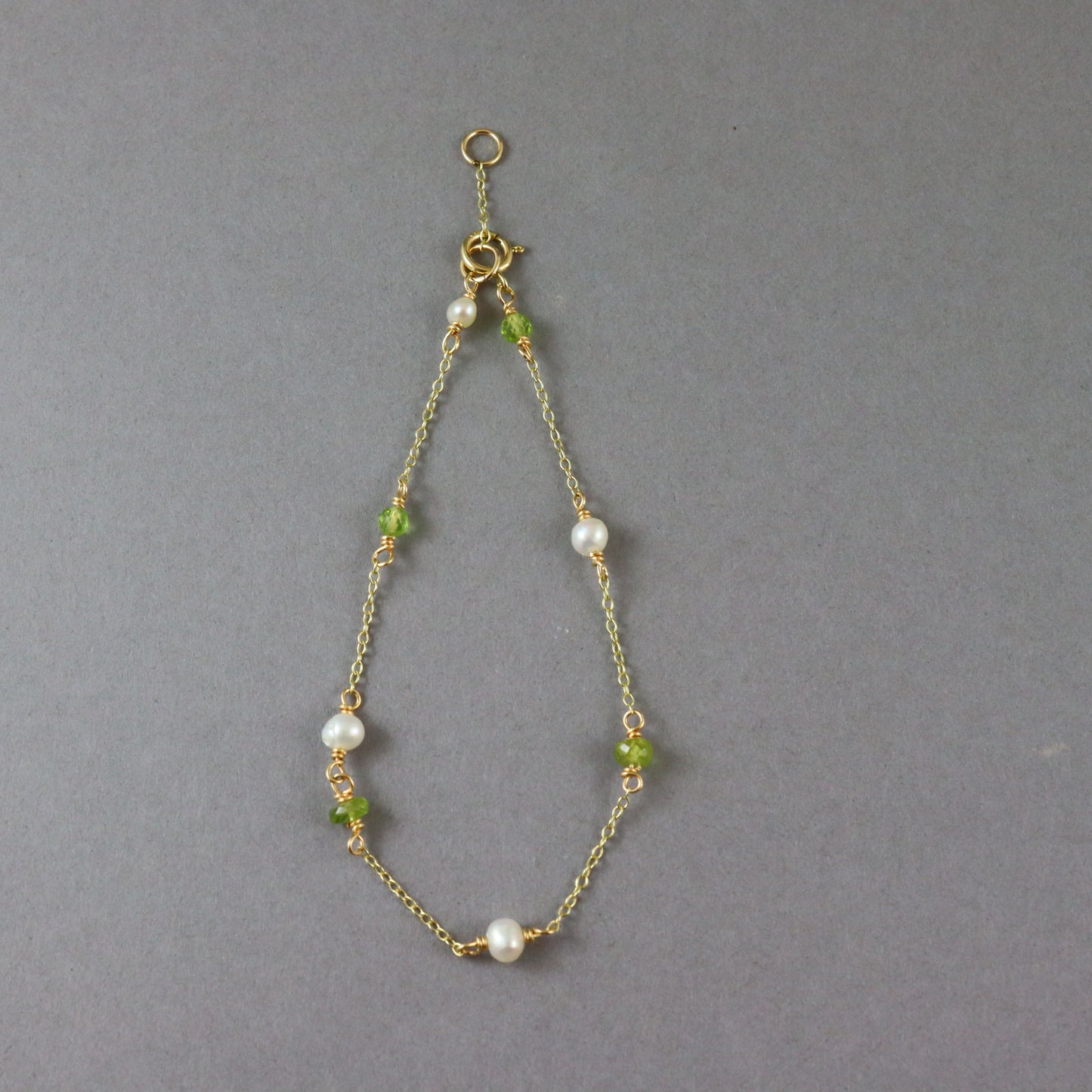 Peridot & Pearl Gold Bracelet - Karen Morrison Jewellery