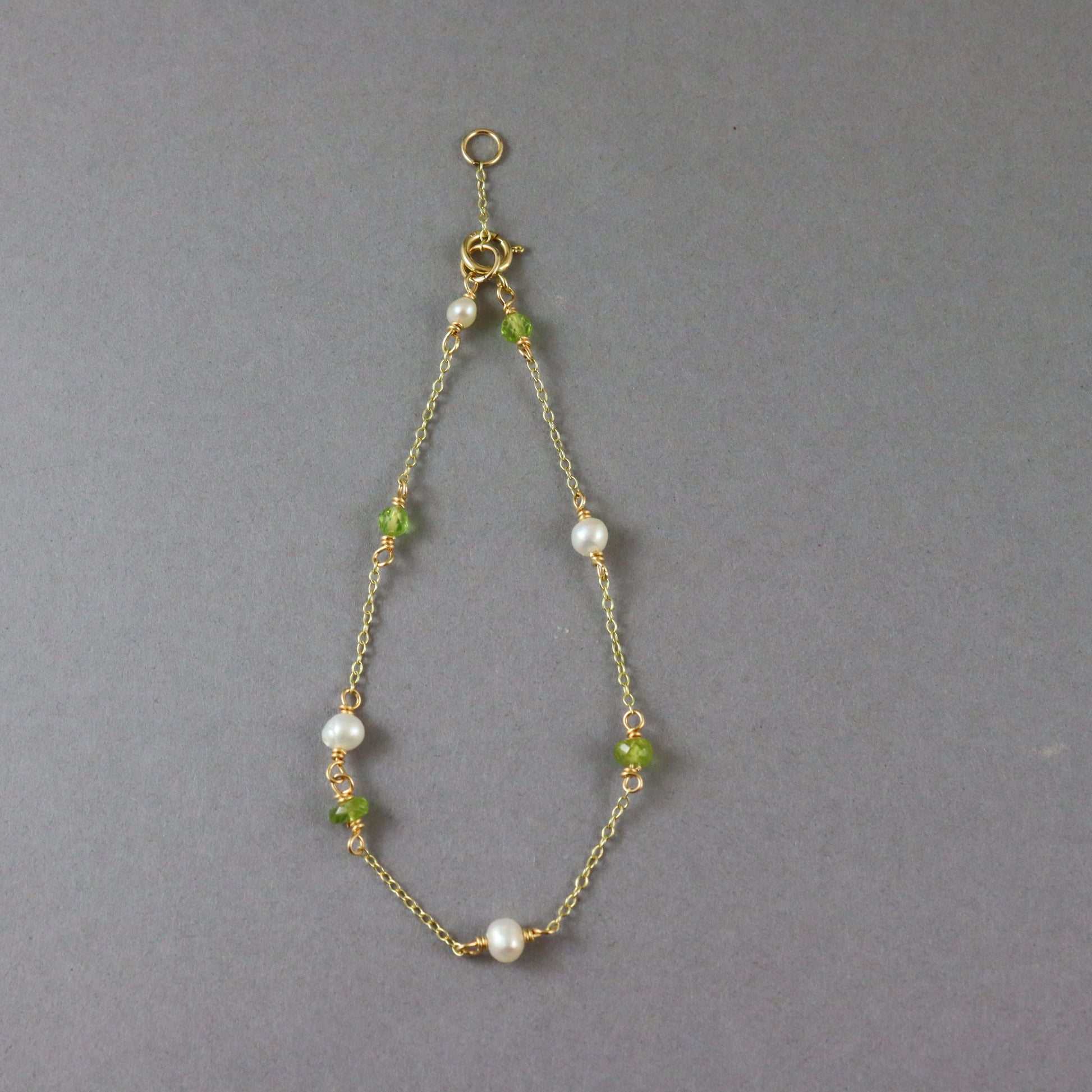Peridot & Pearl Gold Bracelet - Karen Morrison Jewellery