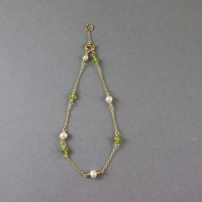 Peridot & Pearl Gold Bracelet - Karen Morrison Jewellery