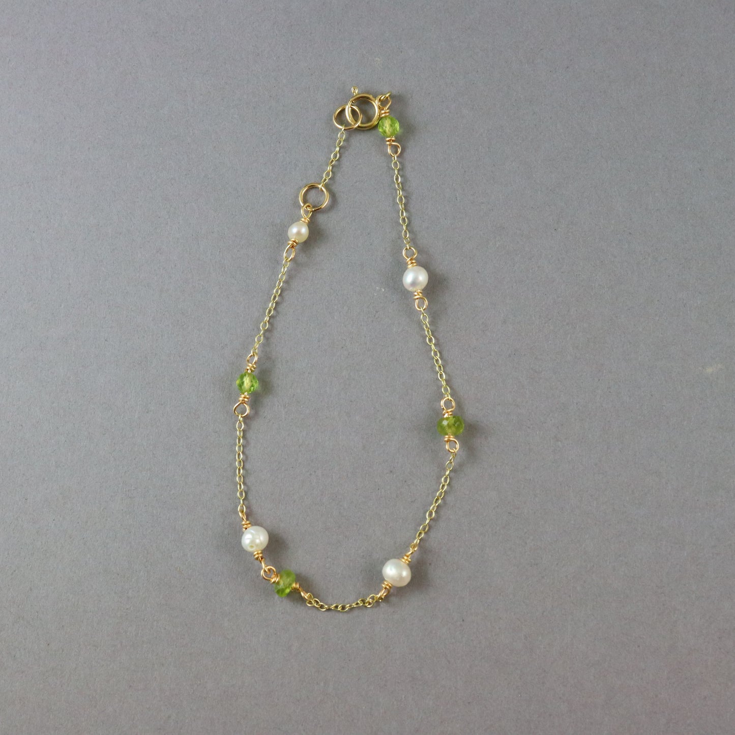 Peridot & Pearl Gold Bracelet - Karen Morrison Jewellery