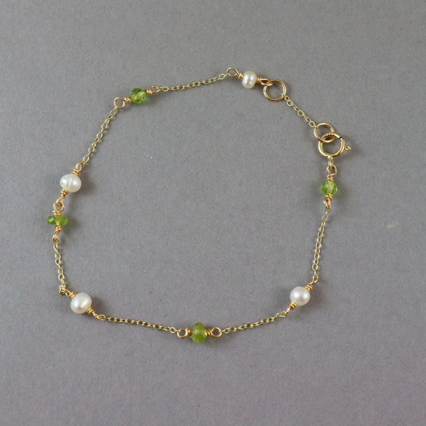 Peridot & Pearl Gold Bracelet - Karen Morrison Jewellery