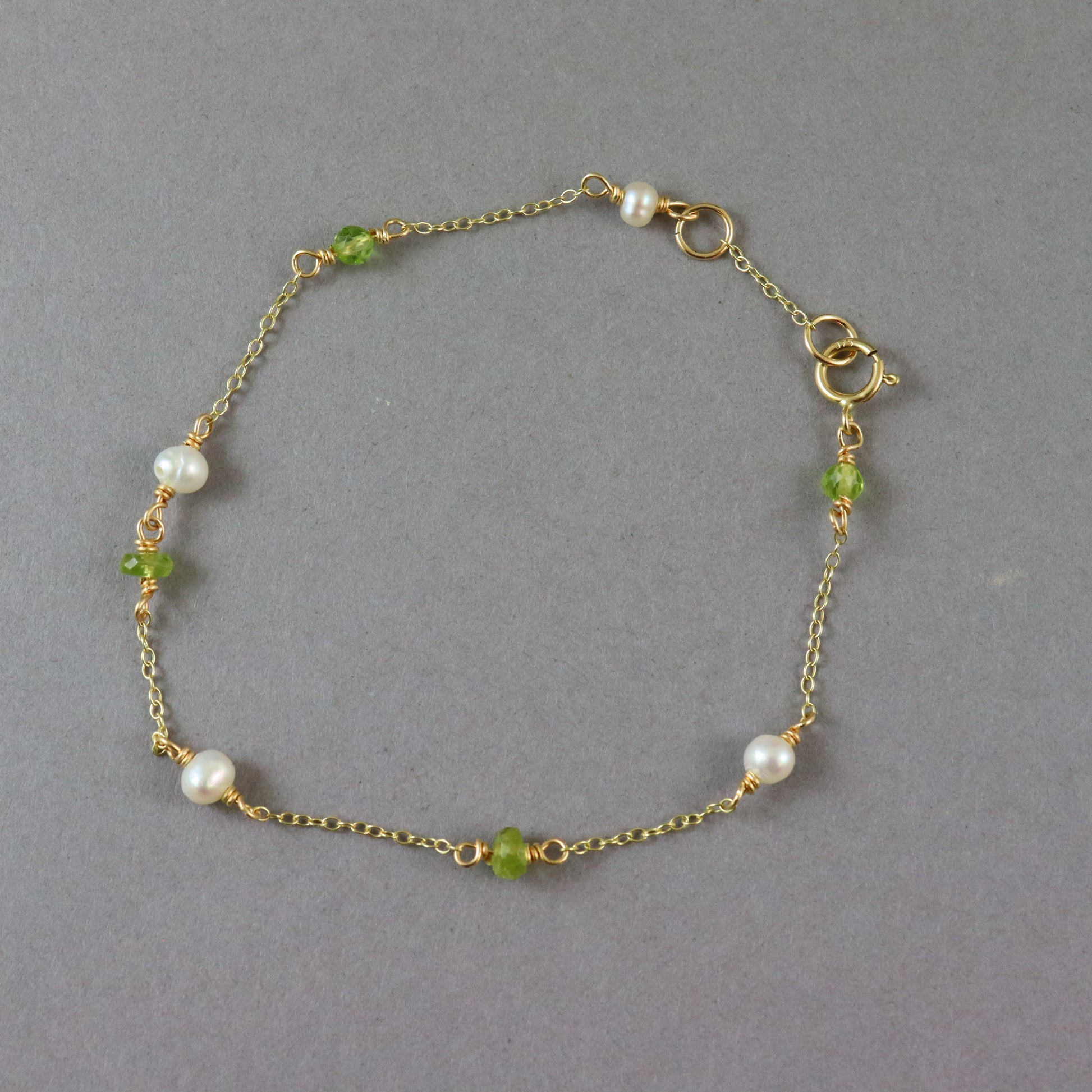 Peridot & Pearl Gold Bracelet - Karen Morrison Jewellery