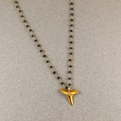 Gold Sharks Tooth & Onyx Gems