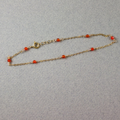 Carnelian Gold Anklet