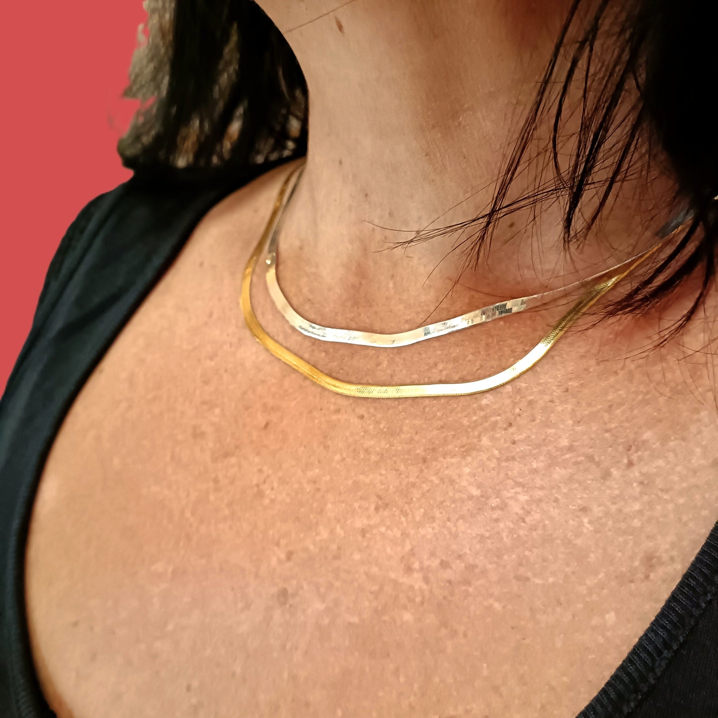 Silver Snake Link Necklace