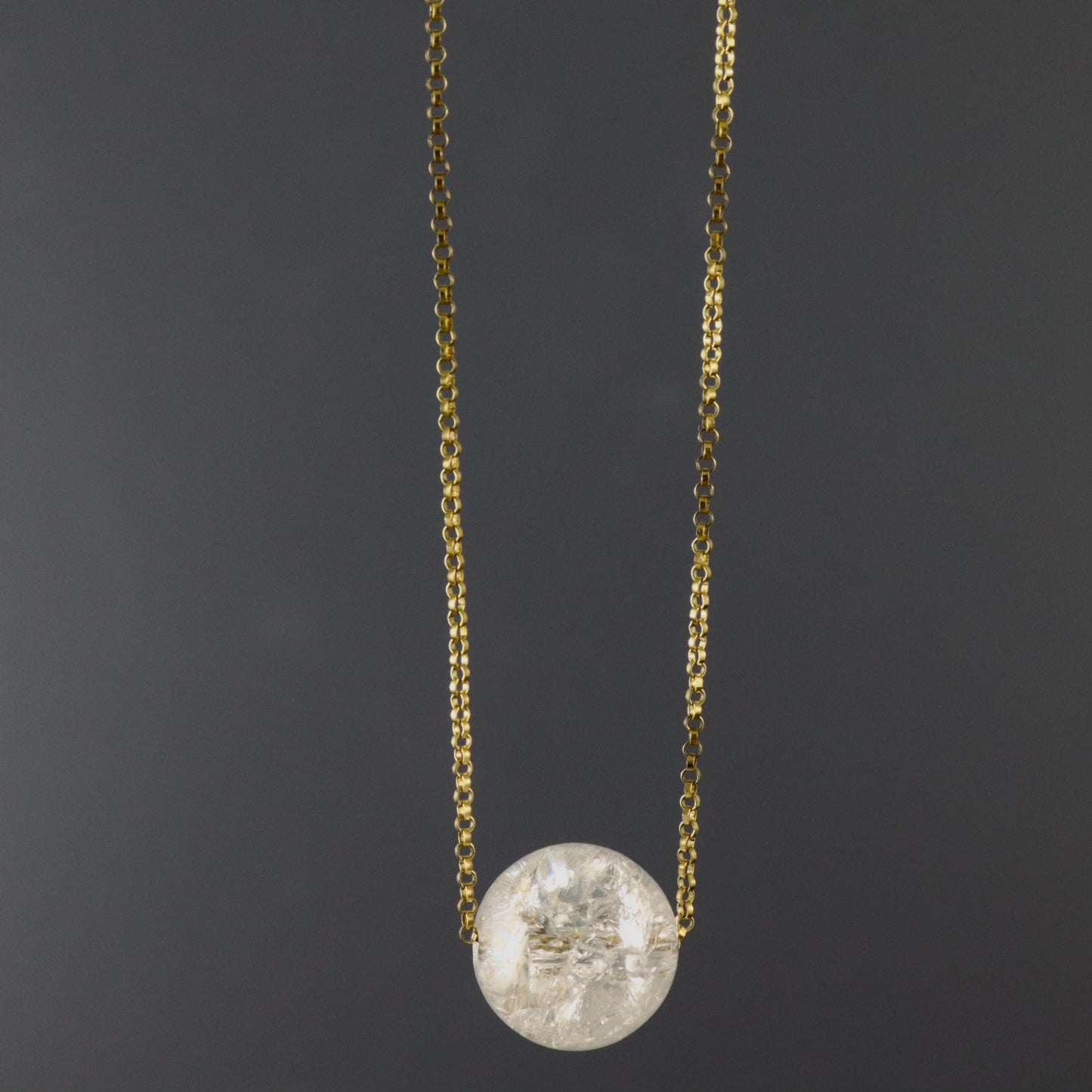 Rock crystal quartz gold necklace