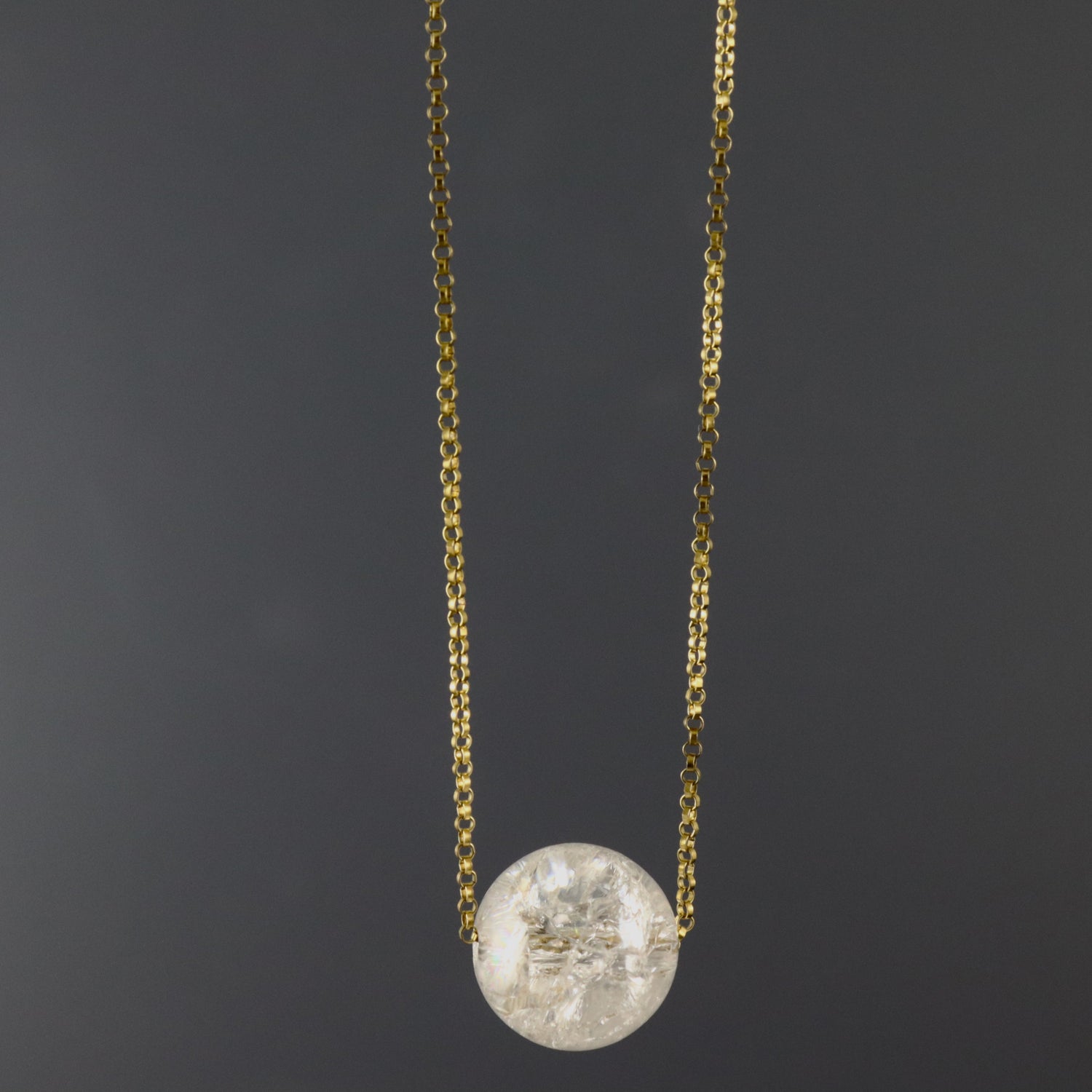 Rock crystal quartz gold necklace