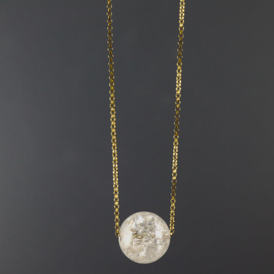 Rock crystal quartz gold necklace