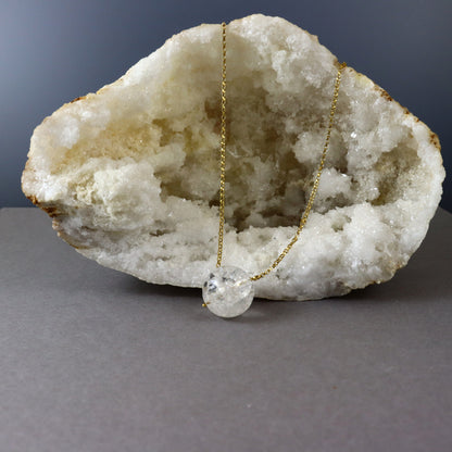 Rock crystal quartz gold necklace