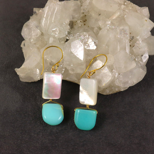 Opal and mother of pearl earrings