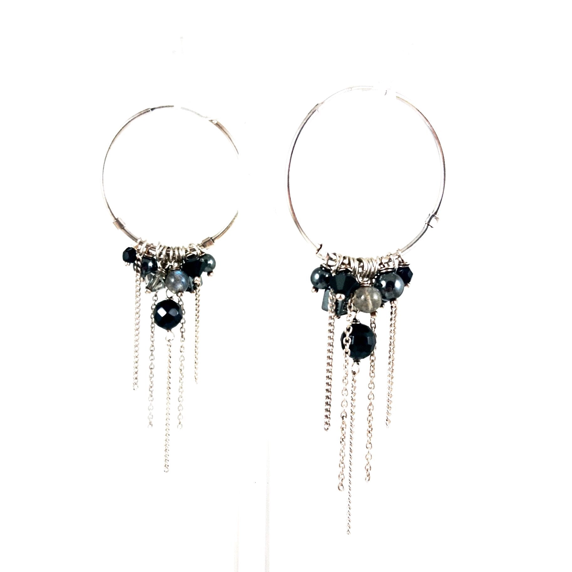 Onyx Gemstone Cluster Hoops - karen-morrison-jewellery