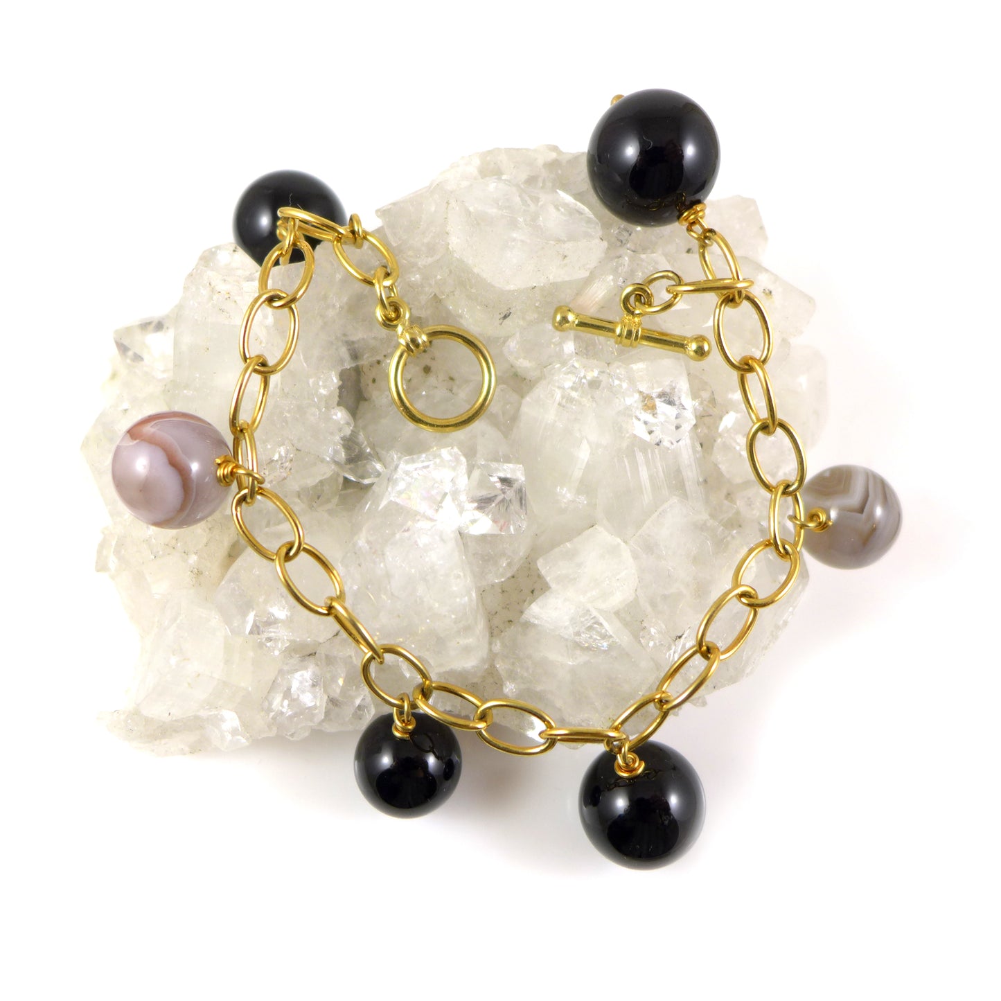 SALE - Onyx & Gold Bracelet - karen-morrison-jewellery