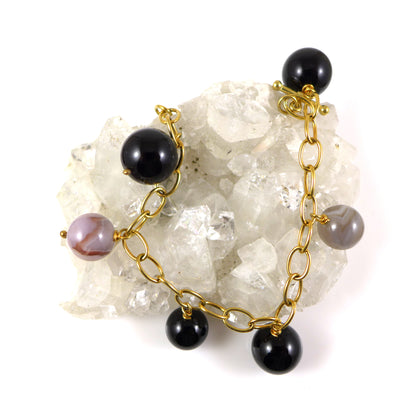 SALE - Onyx & Gold Bracelet - karen-morrison-jewellery