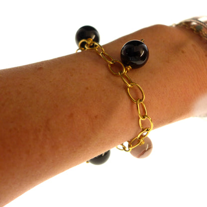 SALE - Onyx & Gold Bracelet - karen-morrison-jewellery