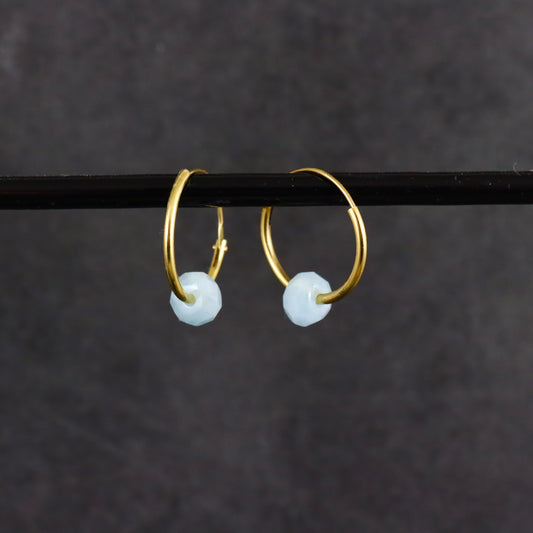 Aquamarine 9ct Gold Hoops