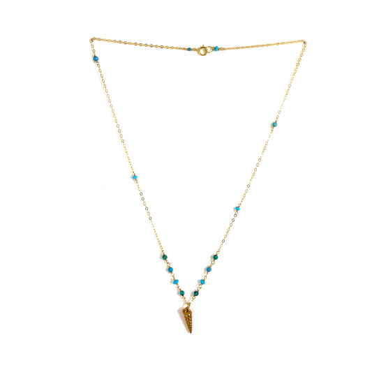 Gold Shell and Turquoise Necklace - karen-morrison-jewellery