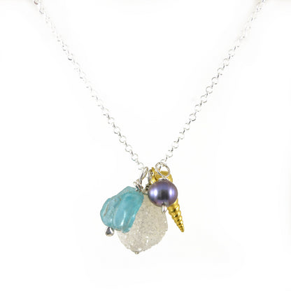 Gold Shell and Gemstone Necklace - karen-morrison-jewellery