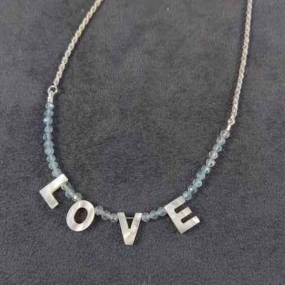 Aquamarine LOVE Necklace - Karen Morrison Jewellery