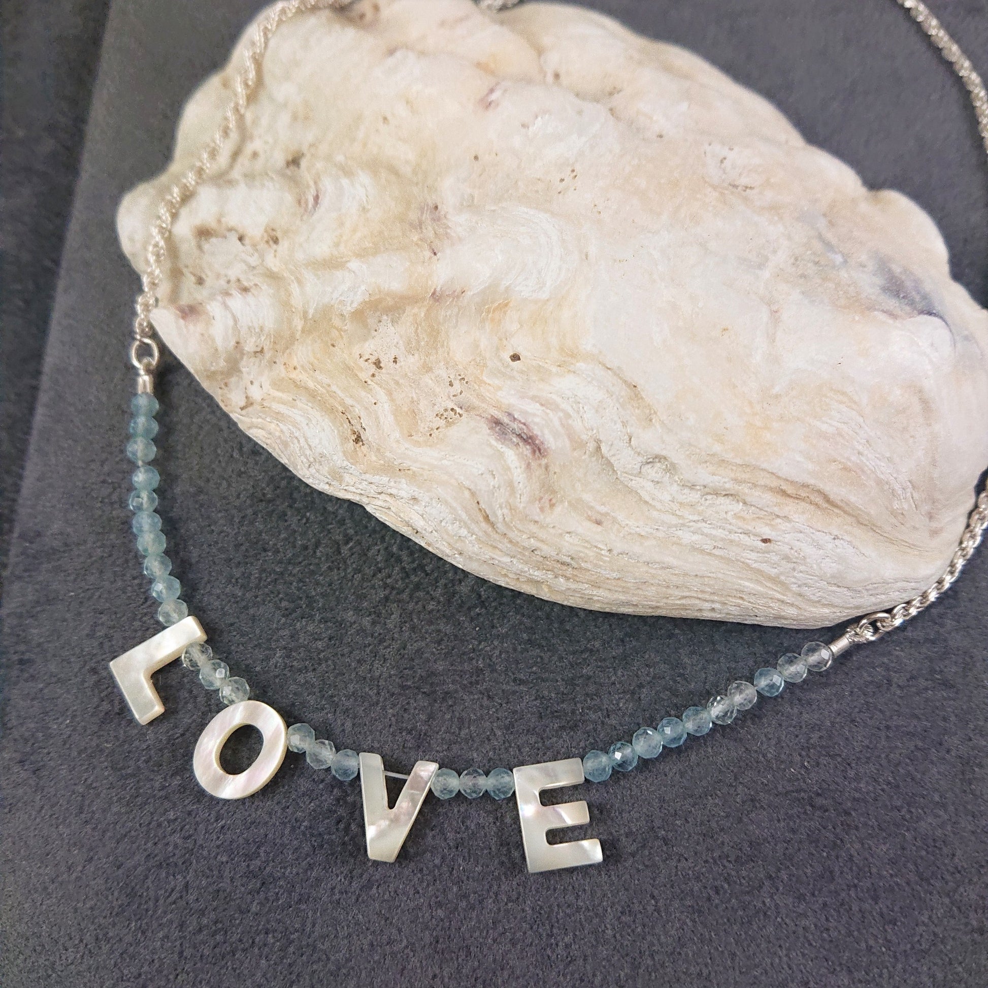 Aquamarine LOVE Necklace - Karen Morrison Jewellery