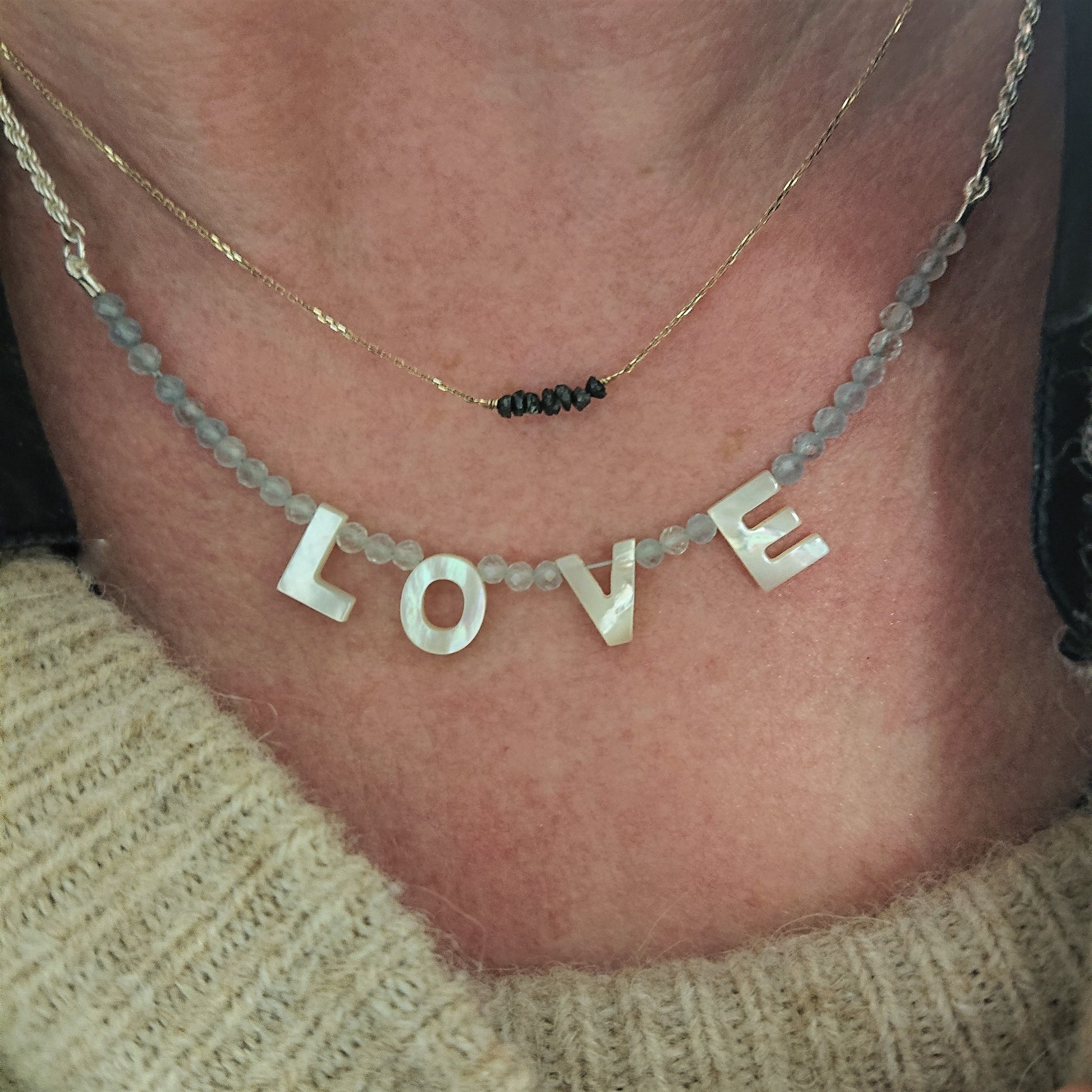 Aquamarine LOVE Necklace - Karen Morrison Jewellery